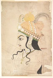 Tête de Krishna : dessin pour une fresque du Raslila, c.1800