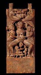 Art indien : représentation de Mahamai, déesse mère, en train d