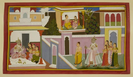 Le roi Dasaratha et ses reines accueillent Rishyasringa et Shanta