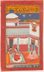 Krishna et Radha avec un Sakhi