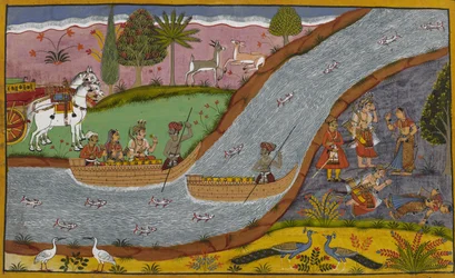 Lakṣmaṇa implore le pardon de Sītā alors qu