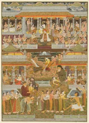 Amants et bien-aimés : Une composition de scènes de la littérature persane, ourdou et sanskrite, vers 1735