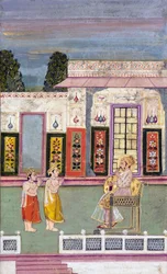 Maharaja Sawai Jai Singh accueilli par deux hommes couronnés