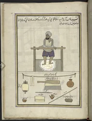 Homme fabriquant du tissu de laine fine (malida)