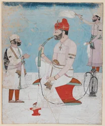 Portrait de Raja Sansar Chand de Kangra, vers 1800-10