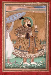 Portrait du sultan Abul Hasan de Golconde, debout