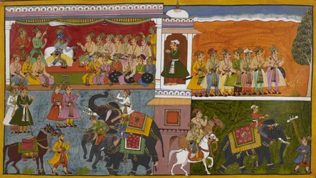 Rāma envoie des courtisans enquêter sur les rumeurs concernant Sītā, ceux-ci partant à cheval et à dos d