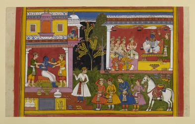 Rāma se réveille au son des louanges, se baigne et s