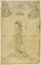 Shah Jahan debout sur un globe