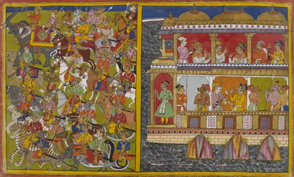 Les fils de Sukeśa quittent Laṅkā pour combattre Viṣṇu et les dieux.