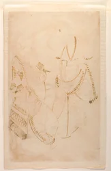 Le Mahant de Tarakeshwar avec sa maîtresse, Elokeshi qui lui offre du pan, Album Kalighat, c.1880