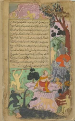 Ravana et ses troupes apparaissent à la porte où Rama et Laksmana sont campés