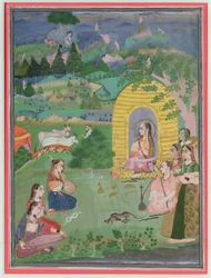 Yoginis (ascètes hindoues) dans un paysage, école de Bikaner, c.1680
