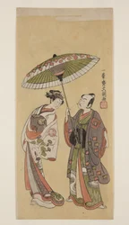 Acteurs Ichikawa Yaozō II en Soga no Jūrō et Segawa Kikunojō II en Ōiso no Tora