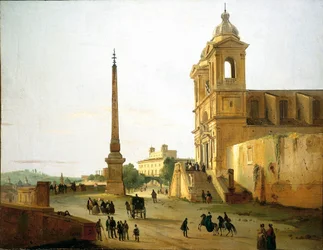 Italie, Rome, Église de la Trinité-des-Monts et Obélisque de Salluste