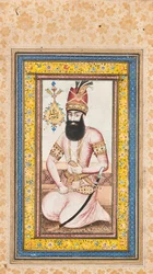 Portrait de Nadir Shah, en paire avec Karim Khan Zand, Qajar Iran