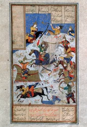 La Bataille entre Iraniens et Turaniens, 16e siècle