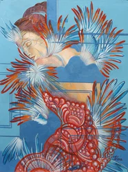 Robe rouge et mésanges, 2015