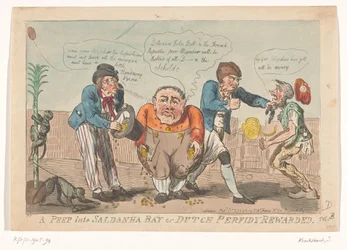 Caricature de la capitulation de la flotte batave dans la baie de Saldanha, 1796