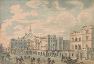 Vue des Chambres des Lords et des Communes depuis Old Palace Yard
