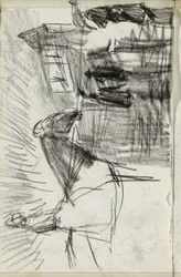 Cavalier et figures dans la rue