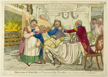 Beauties of Grease [modifié en] Greece - or - Luxuries of the Kremlin. Vide Brighton Vagaries. Une fête dans la cuisine.