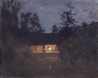Maison de campagne au crépuscule, années 1890