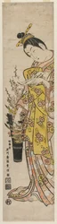 Courtisane lisant un poème attaché à des fleurs dans un vase, milieu des années 1740