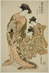 Ukifune du Kanaya, de la série "Modèles pour la mode : Nouveaux designs aussi frais que de jeunes feuilles (Hinagata wakana hatsu moyo)"
