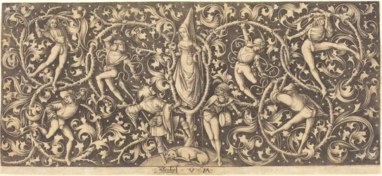 Ornement avec danseurs de Morris, vers 1490-1500