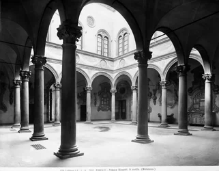 Cour de Palazzo Medici Riccardi, Florence, Italie, vers 1890