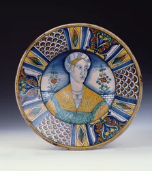 Un grand plat de portrait de Deruta, vers 1530