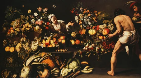 Un garde-manger rempli de légumes, de fleurs et de fruits
