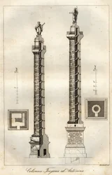 Schéma en coupe de la Colonne Trajane (113 CE) et de la Colonne d