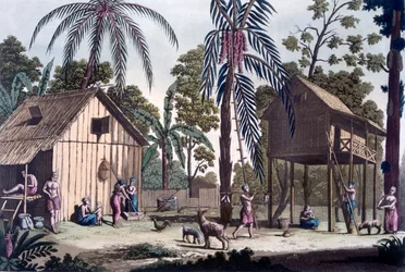 Un village indigène à Sumatra, vers 1820-1830