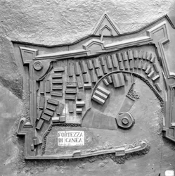 Carte en relief de la forteresse de Canea, Crète en 1608