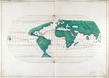 Add. 19927, ff.12v-13 Carte du monde, illustration du 