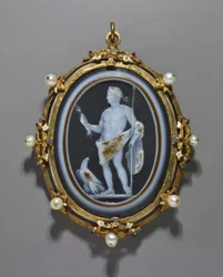 Camée représentant un empereur romain en Jupiter, Camée : Romain, A.D. 41-54, Cadre : Italien, fin du XVIe siècle