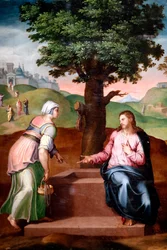 Christ et la femme samaritaine au puits. Seconde moitié du 16ème siècle. Anonyme. Gênes. Italie.