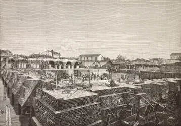 Citerne du nouvel aqueduc à Venise, Italie, gravure d