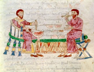 Codex 132 Livre 22 Chap.1 Le Repas, de De Universo par Raban Maur (c.780-856) 1023