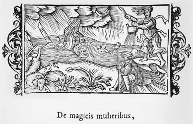 De magicis mulieribus, illustration de Historia de Gentibus Septentrionalibus par Olaus Magnus (1490-1558), publié à Rome, 1555