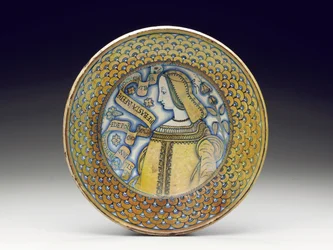 Plat Bella Donna en maiolica de Deruta, 1520-30