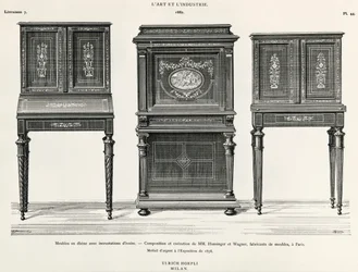 Meubles en ébène par Hunsinger et Wagner, Paris, illustration de L