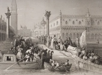 Embarquement du Doge, Venise, gravé par Challis