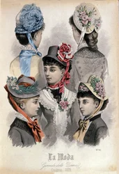 Mode de la fin du XIXe siècle : différents modèles de chapeaux pour femmes