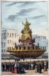 Fête de Santa Rosalia de Palerme (1130-1160), sainte patronne de Palerme - gravure de « Usi e Costumi di Tutt »