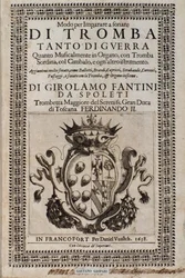 Frontispice de Modo per imparare a sonare di tromba méthode pour apprendre la trompette par Girolamo Fantini (1600-1675)