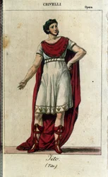 Gaetano Crivelli (1768-1836) dans le rôle de Tito dans "La Clémence de Tito" de Wolfgang Amadeus Mozart (1756-1791) représenté à La Scala de Milan en 1819