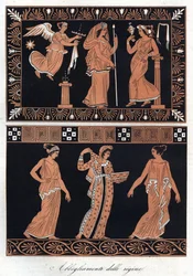 Robes des reines grecques - gravure tirée de « Usi e Costumi di Tutti i Popoli dell